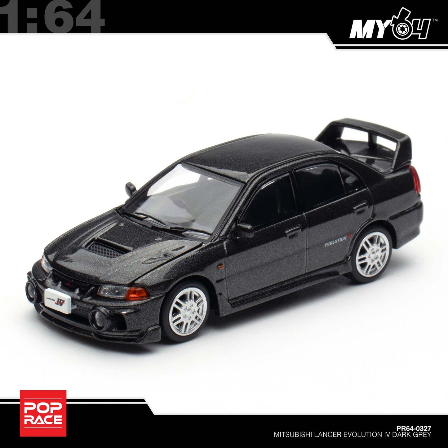 (UNSEAL UNIT) [Pop Race] 1:64 Mitsubishi Lancer Evolution IV - Dark Grey