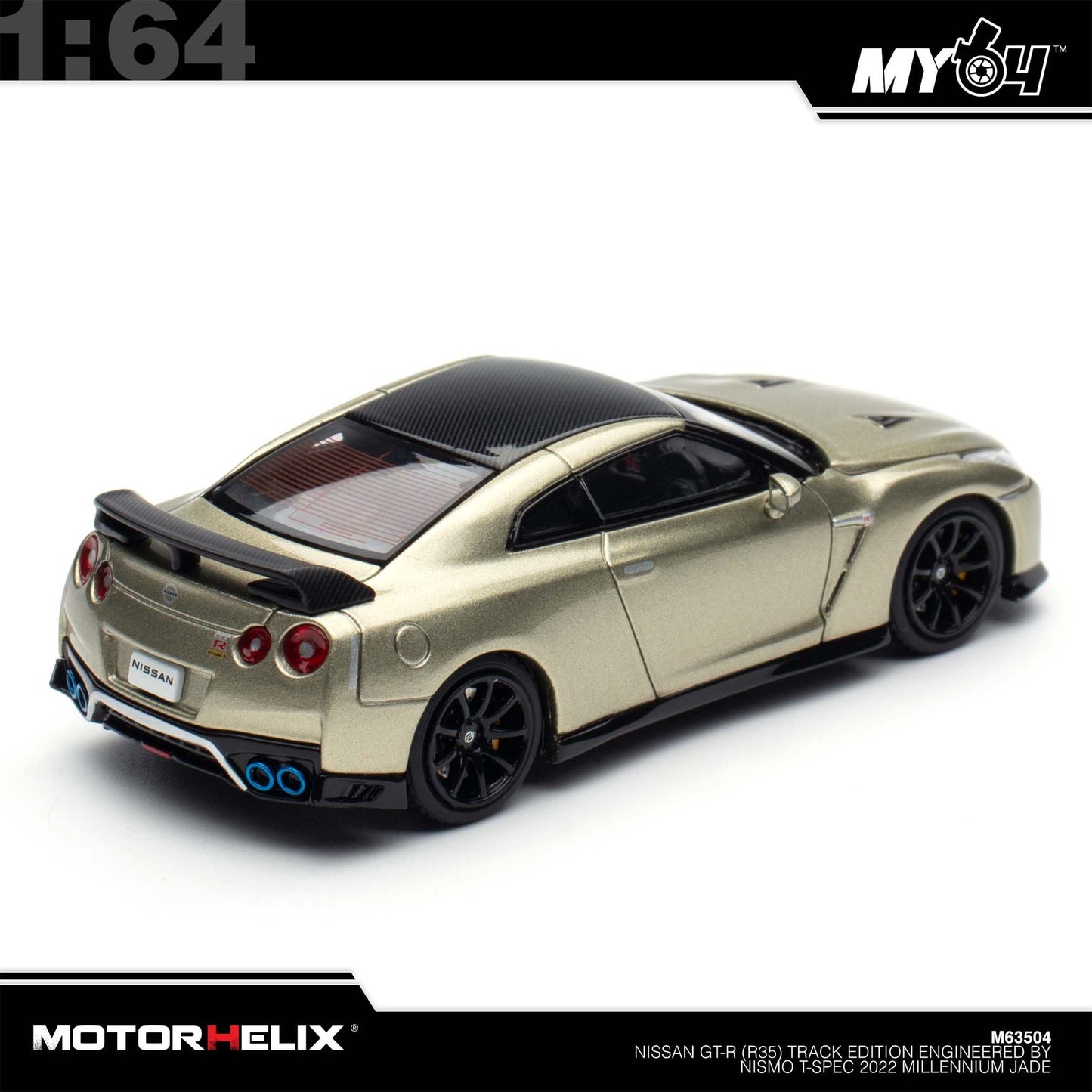 [Motorhelix] 1:64 Nissan GT-R (R35) Track Edition Engineered By Nismo T-Spec - Millennium Jade
