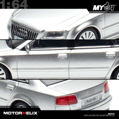 [Motorhelix] 1:64 Audi S8 2008 - Ice Silver Metallic