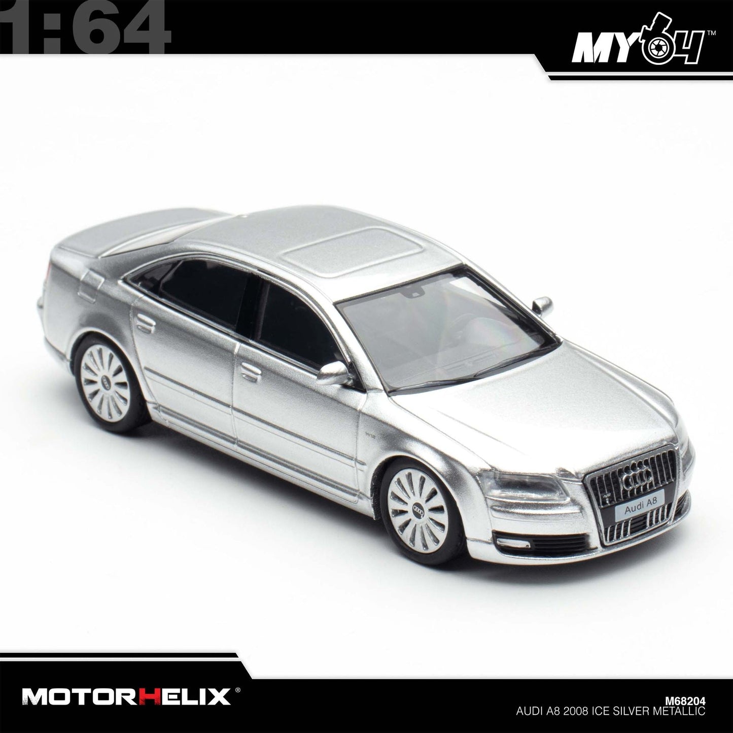 [Motorhelix] 1:64 Audi S8 2008 - Ice Silver Metallic