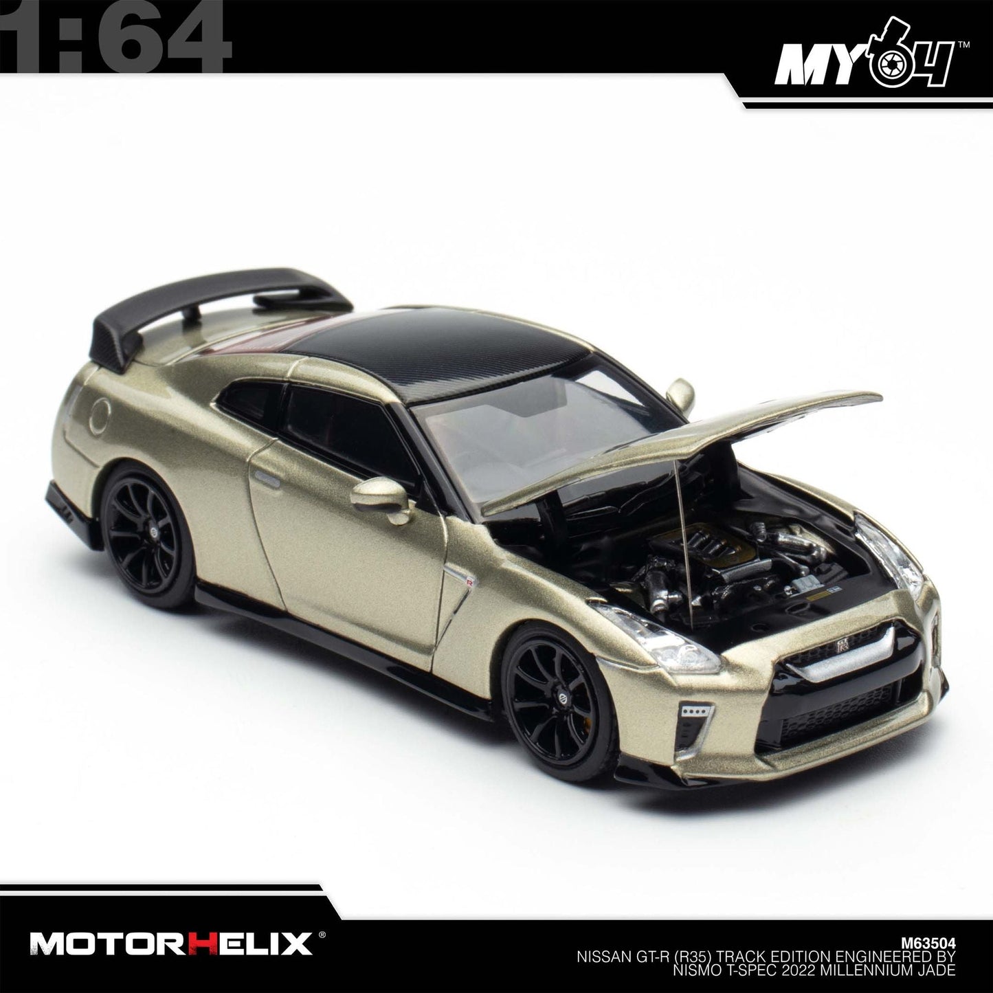 [Motorhelix] 1:64 Nissan GT-R (R35) Track Edition Engineered By Nismo T-Spec - Millennium Jade