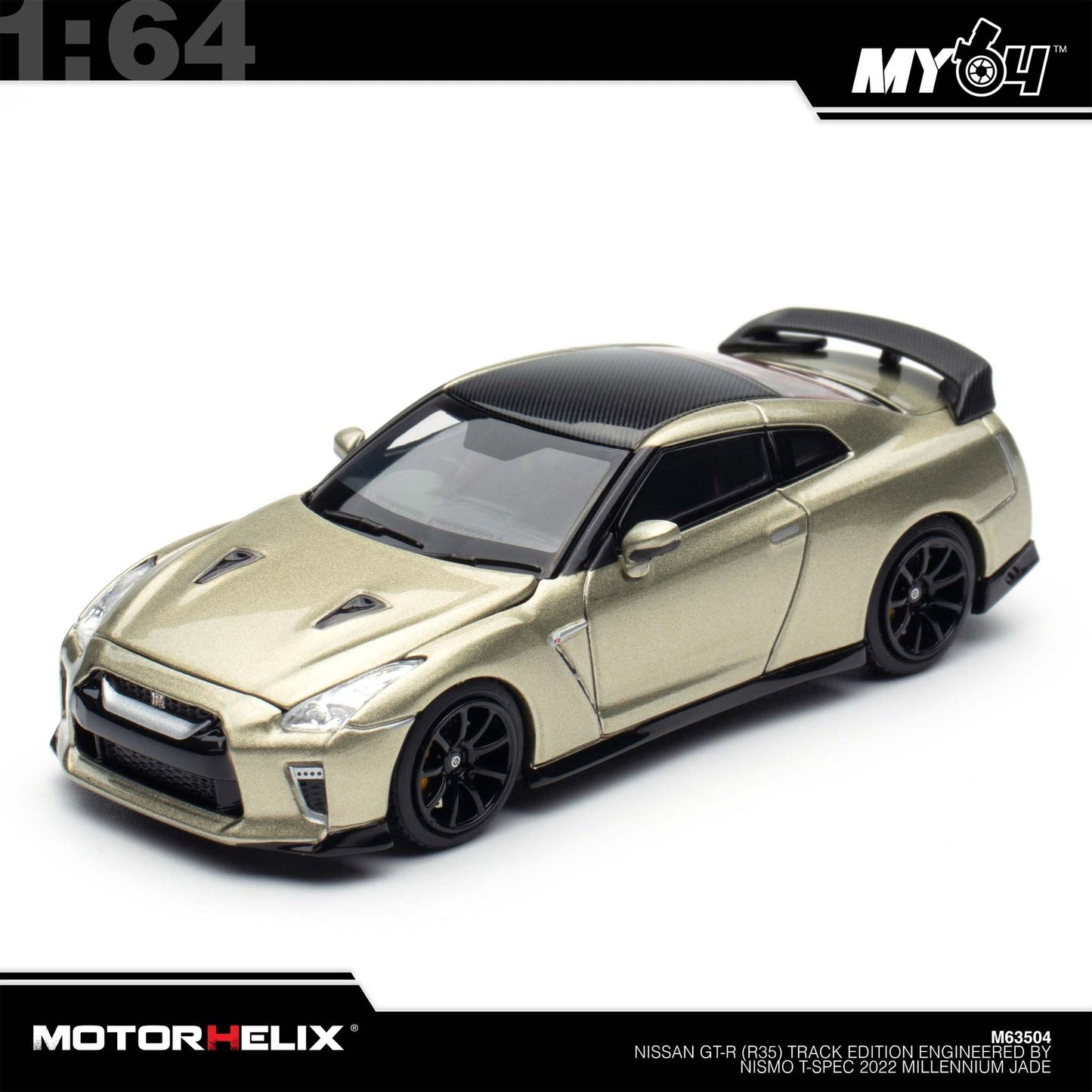 [Motorhelix] 1:64 Nissan GT-R (R35) Track Edition Engineered By Nismo T-Spec - Millennium Jade