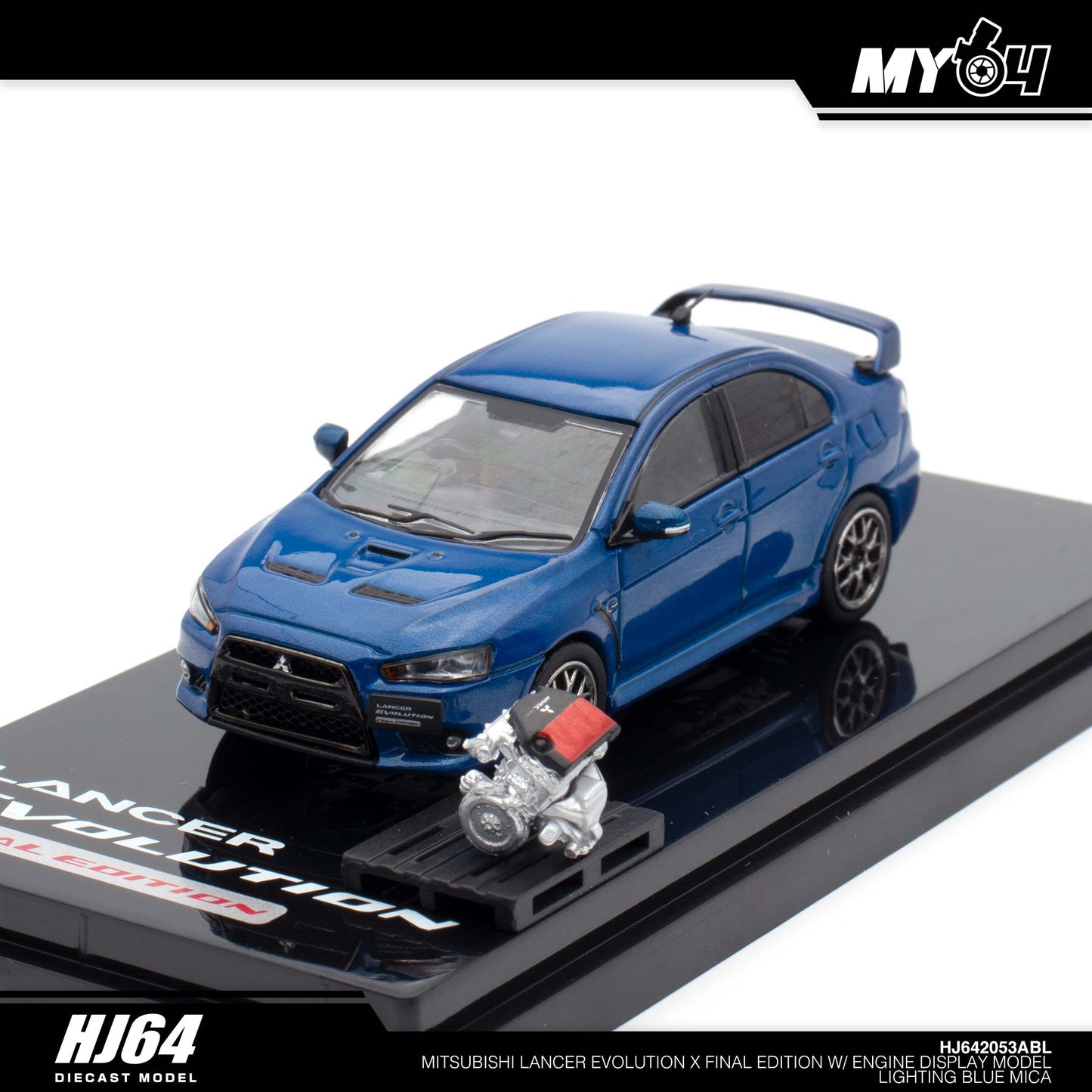 [Hobby Japan] Mitsubishi Lancer Evolution Ⅹ Final Edition With Engine Display Model - Lightning Blue Mica