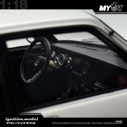 [Ignition Model] Datsun Bluebird (510) - White With Mr. Yokoyama Japanese Musician