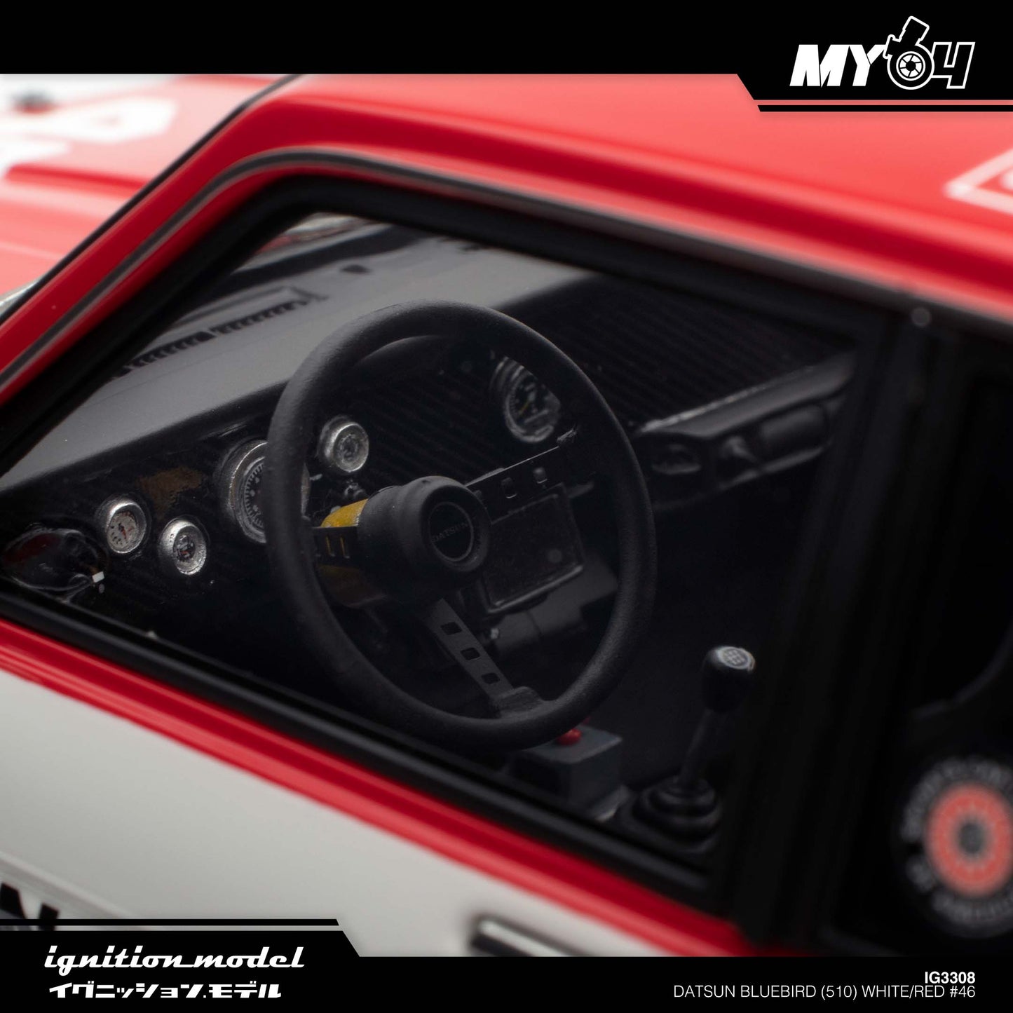 [Ignition Model] 1:18 Datsun Bluebird (510) - White/Red #46
