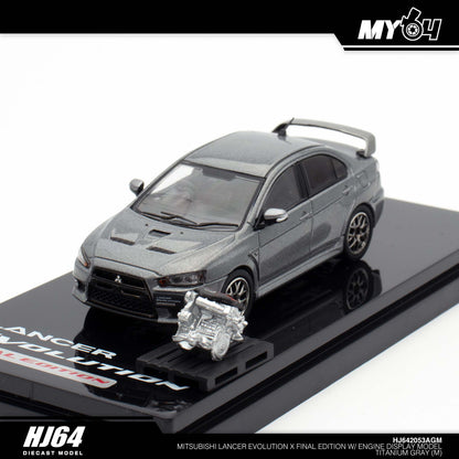 [Hobby Japan] Mitsubishi Lancer Evolution Ⅹ Final Edition With Engine Display Model - Titanium Gray Metallic