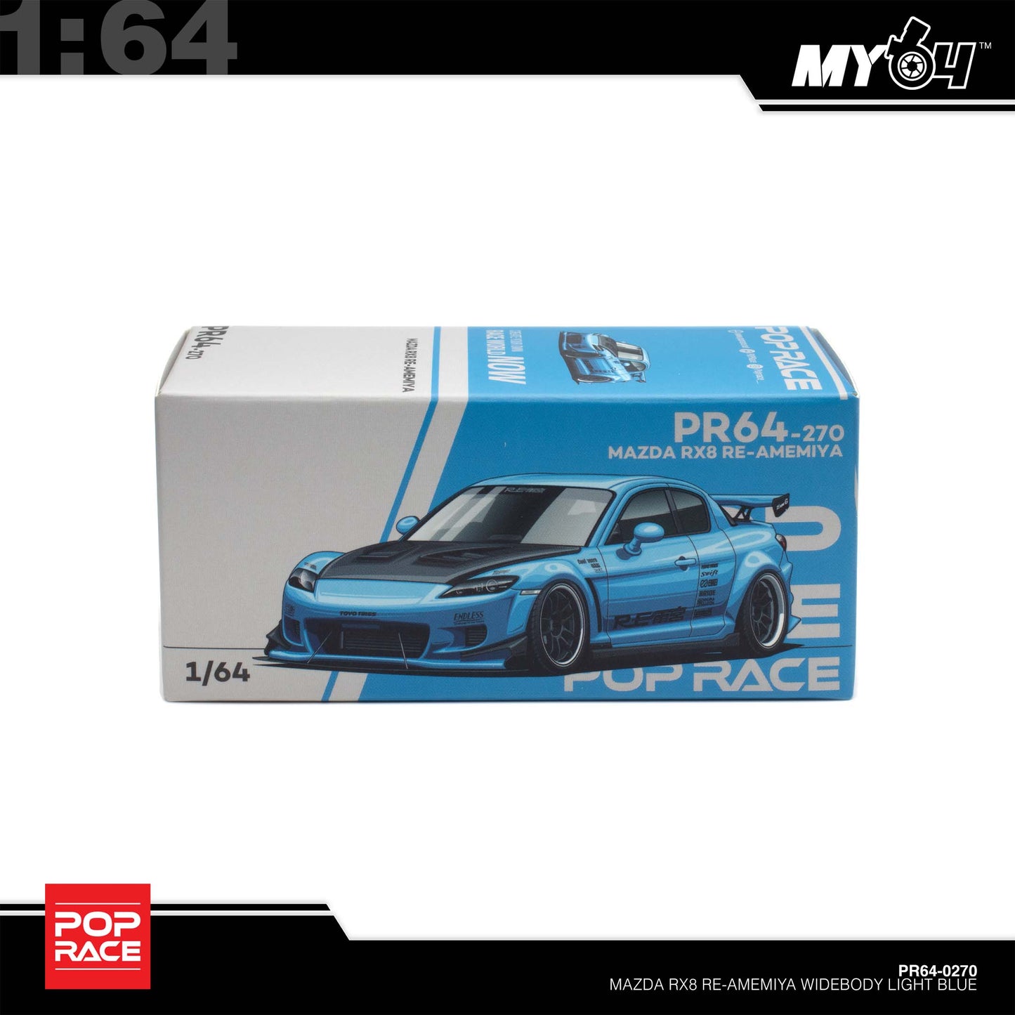 [Pop Race] 1:64 Mazda RX-8 Re-Amemiya - Light Blue