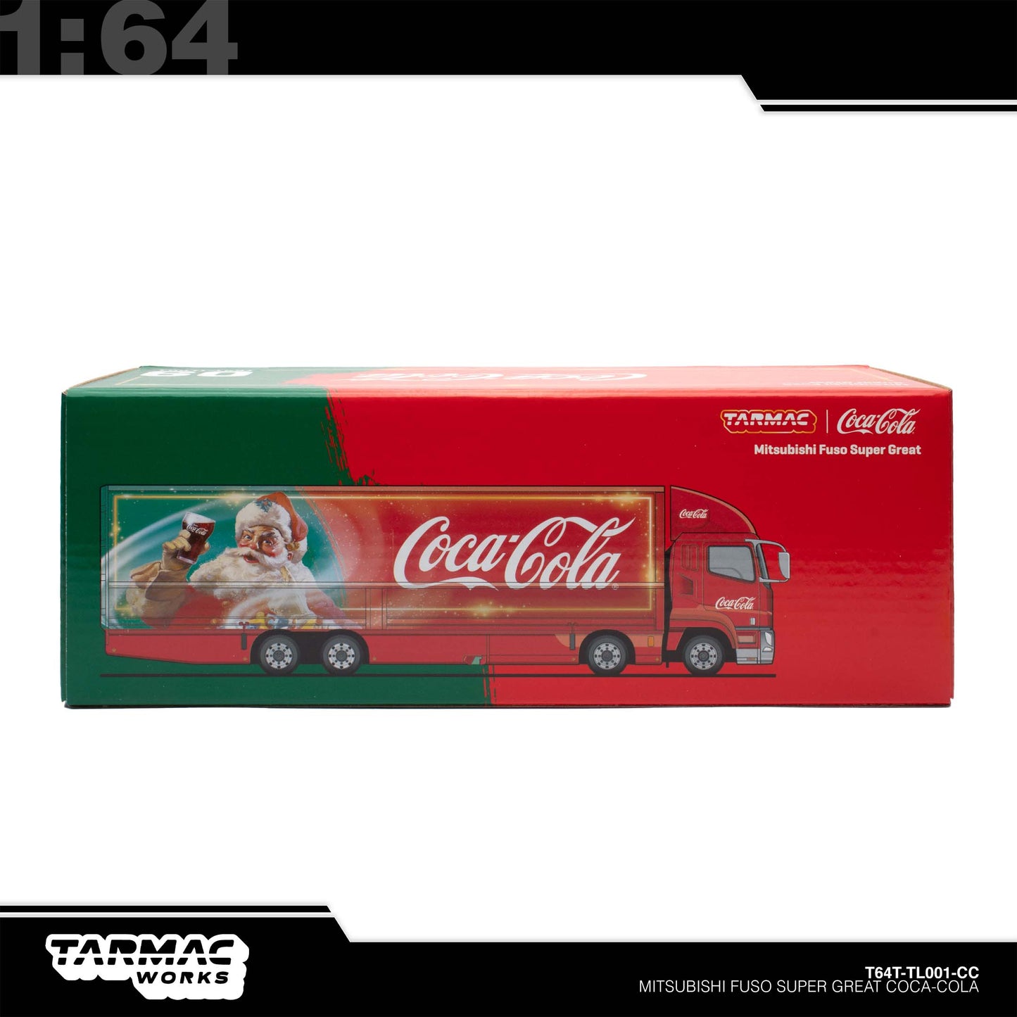 (UNSEAL UNIT) [Tarmac Works] 1:64 Mitsubishi Fuso Super Great Coca-Cola Santa Truck