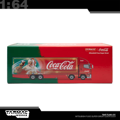 (UNSEAL UNIT) [Tarmac Works] 1:64 Mitsubishi Fuso Super Great Coca-Cola Santa Truck