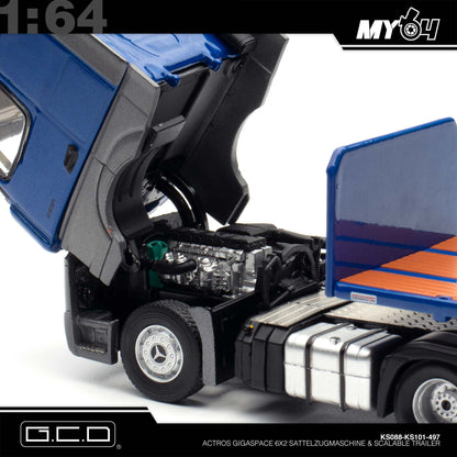 [GCD] Mercedes-Benz Actros 6x2 & Scalable Trailer - Blue (LHD) (497)