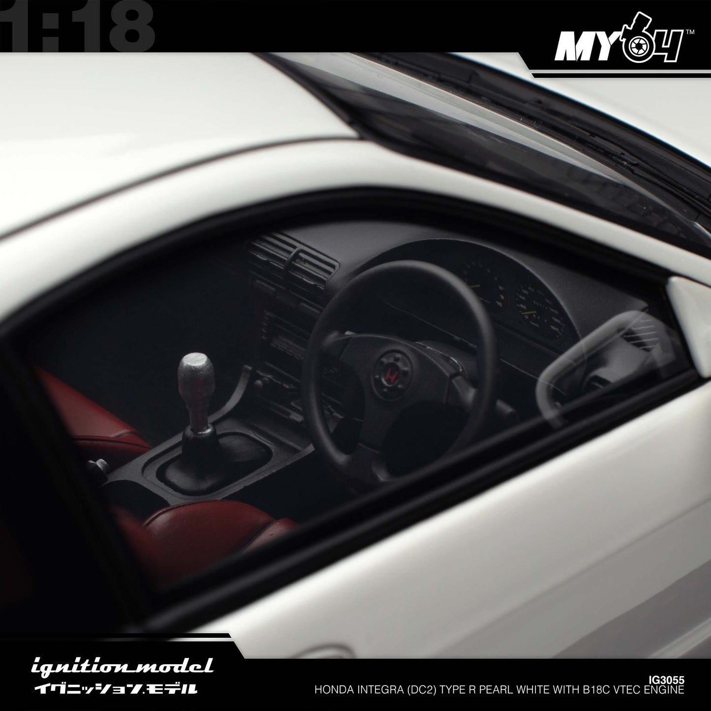 [Ignition Model] 1:18 Honda Integra (DC2) Type R - Pearl White With B18C VTEC Engine