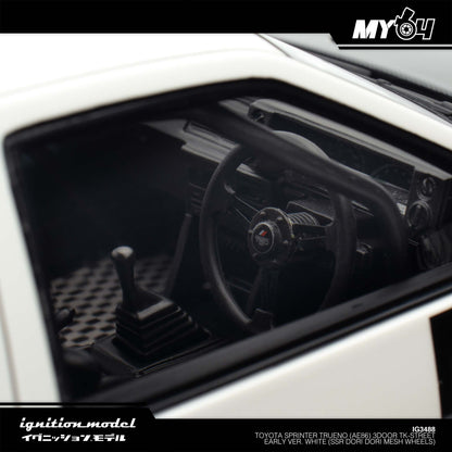 [Ignition Model] 1:18 Toyota Sprinter Trueno (AE86) 3Door TK-Street Early Ver. White (SSR Dori Dori mesh wheels)
