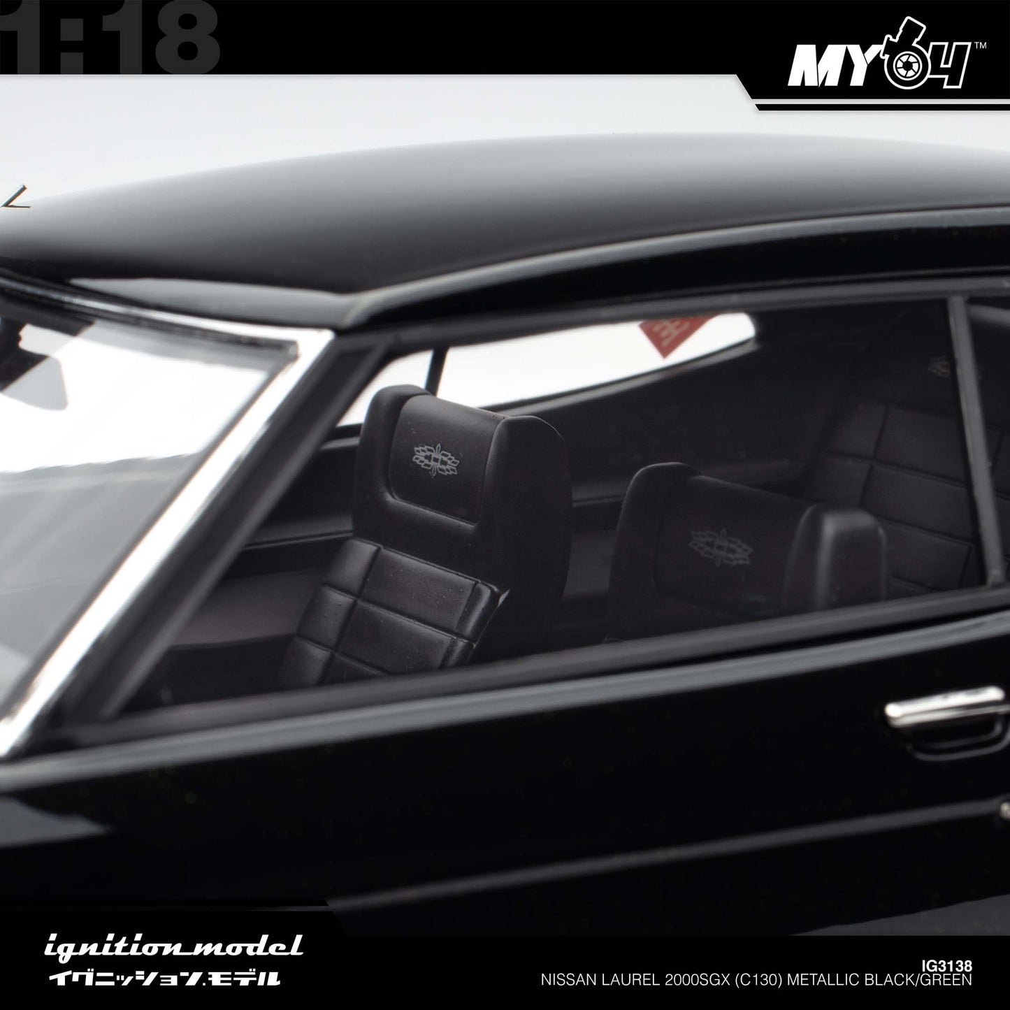 [Ignition Model] 1:18 Nissan Laurel 2000SGX (C130) - Metallic Black/Green