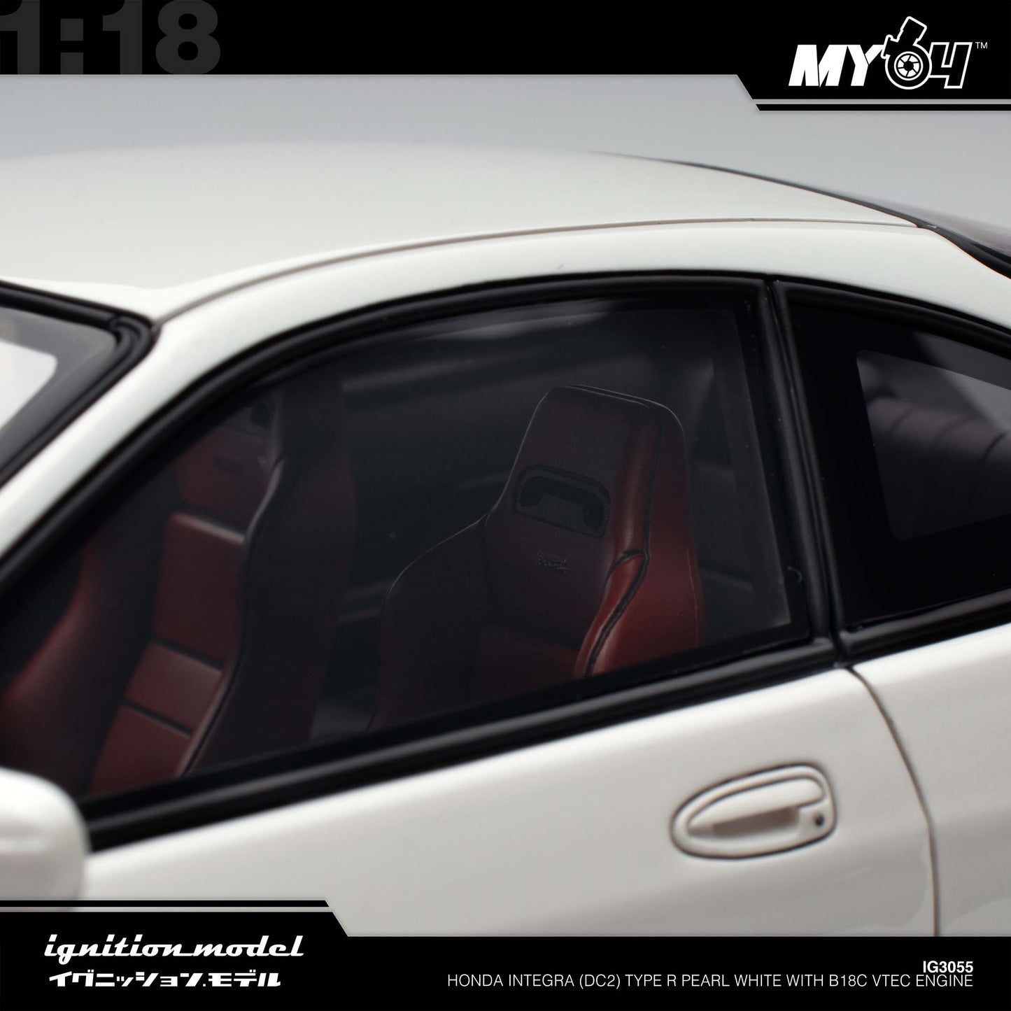 [Ignition Model] 1:18 Honda Integra (DC2) Type R - Pearl White With B18C VTEC Engine