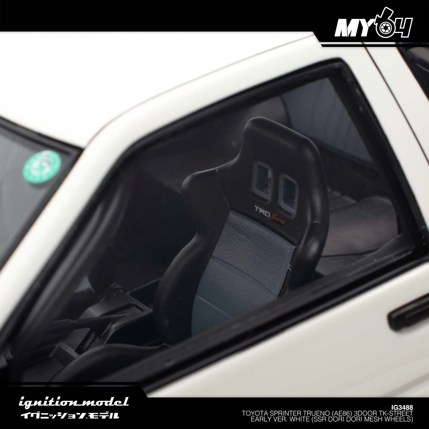 [Ignition Model] 1:18 Toyota Sprinter Trueno (AE86) 3Door TK-Street Early Ver. White (SSR Dori Dori mesh wheels)