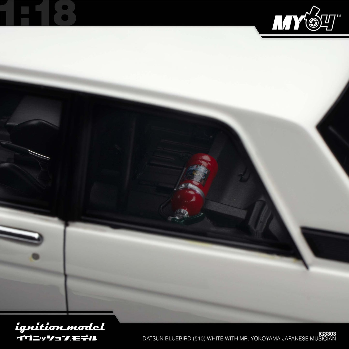 [Ignition Model] Datsun Bluebird (510) - White With Mr. Yokoyama Japanese Musician