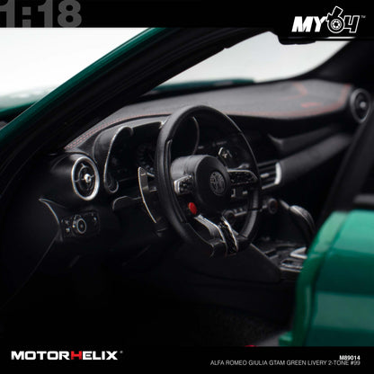 [Motorhelix] 1:18 Alfa Romeo Giulia GTAm - Green Livery 2-Tone #99