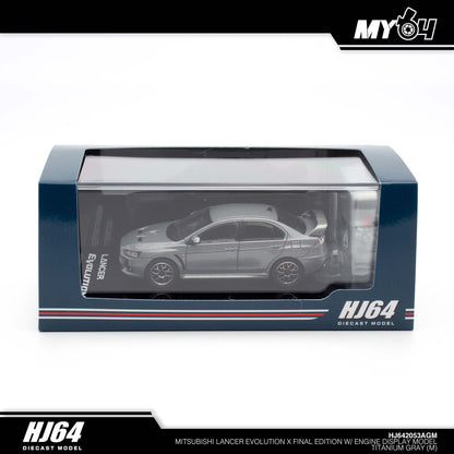 [Hobby Japan] Mitsubishi Lancer Evolution Ⅹ Final Edition With Engine Display Model - Titanium Gray Metallic