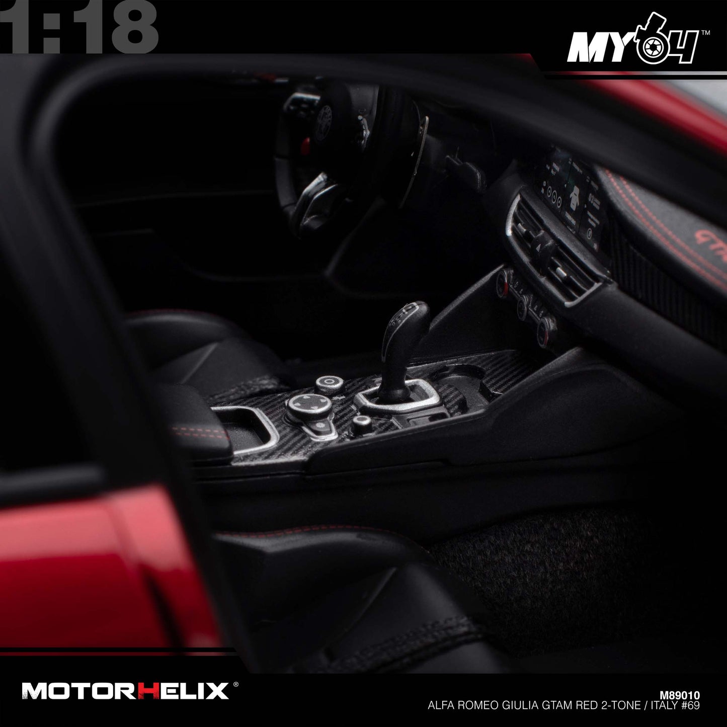 [Motorhelix] 1:18 Alfa Romeo Giulia GTAm - Red 2-Tone / Italy #69