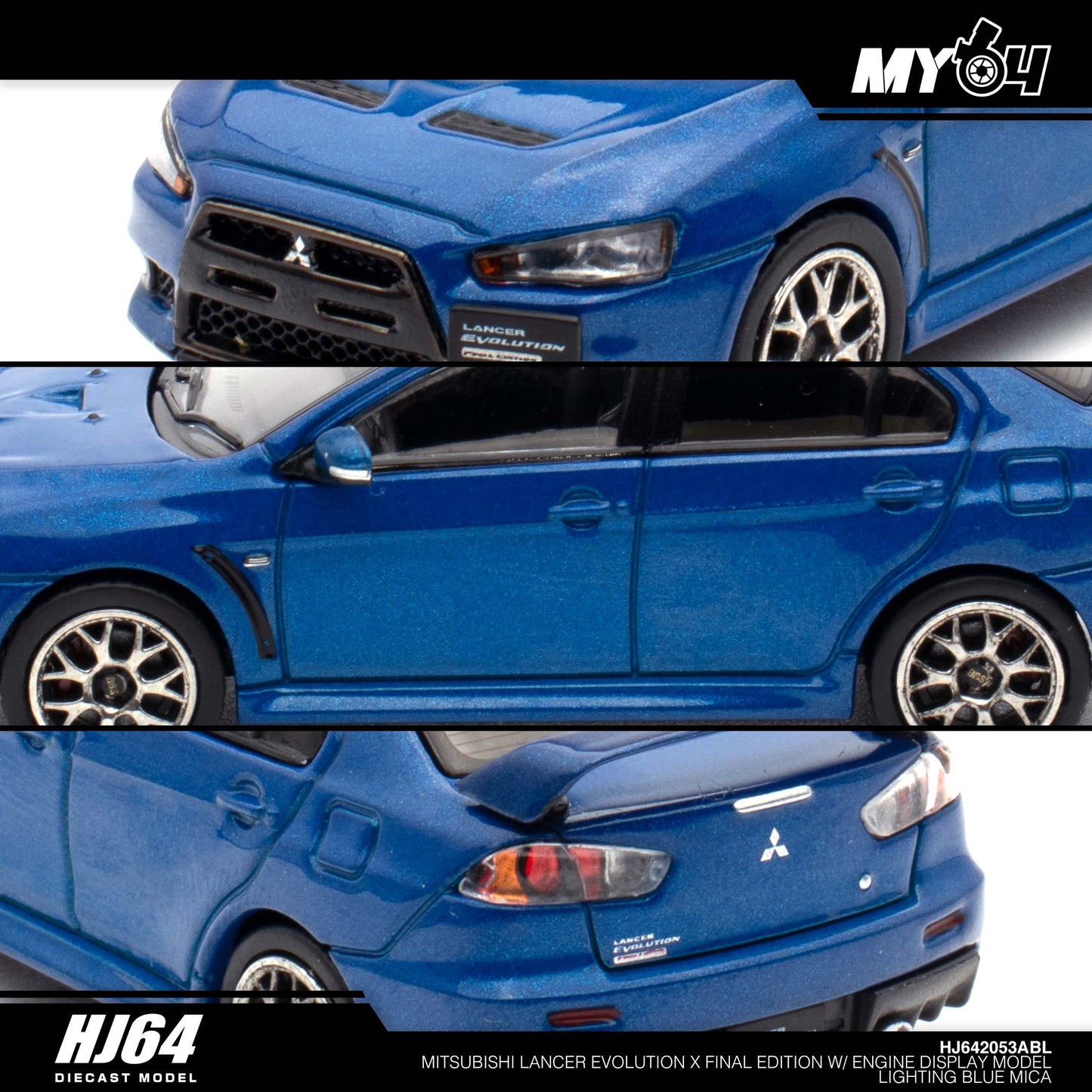 [Hobby Japan] Mitsubishi Lancer Evolution Ⅹ Final Edition With Engine Display Model - Lightning Blue Mica