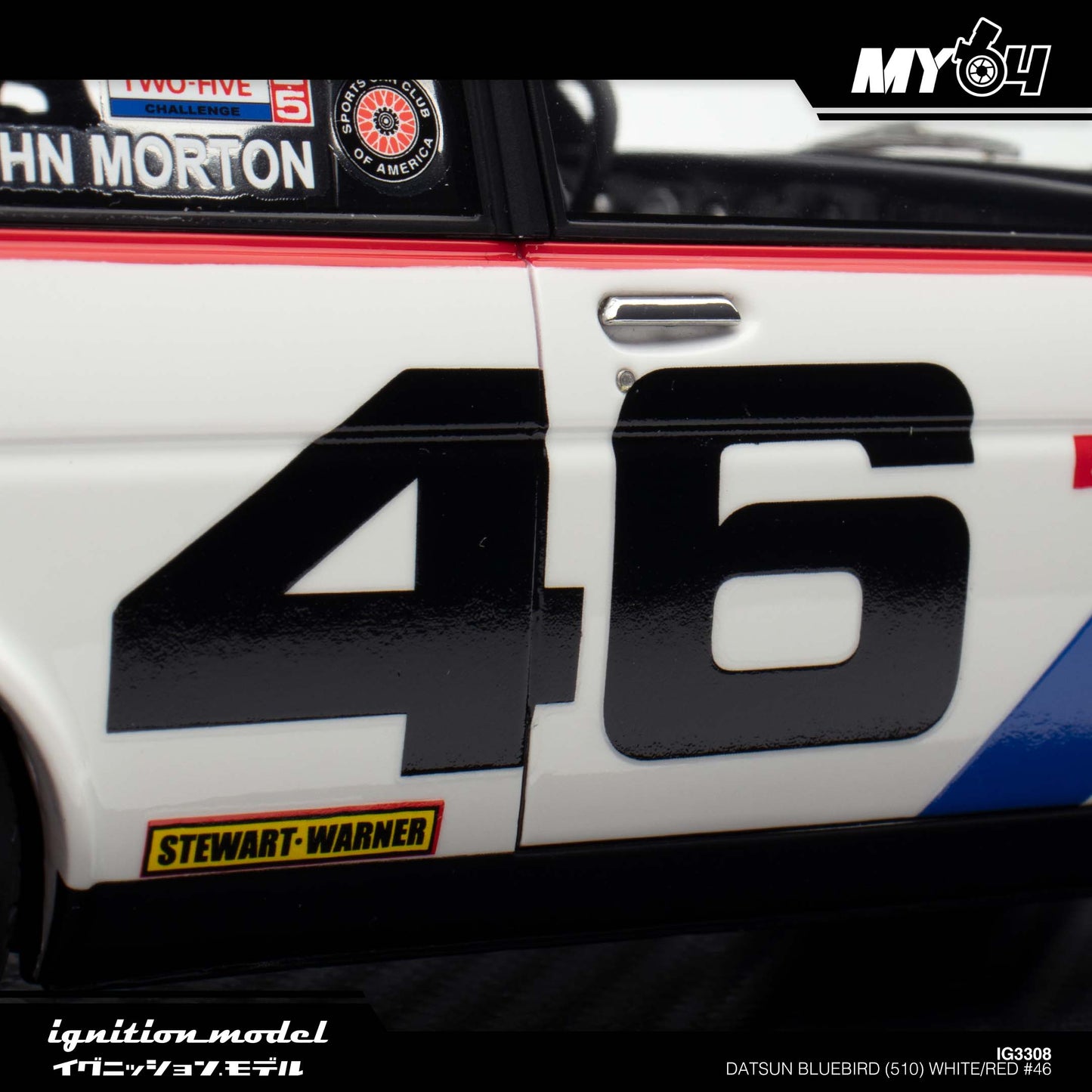 [Ignition Model] 1:18 Datsun Bluebird (510) - White/Red #46