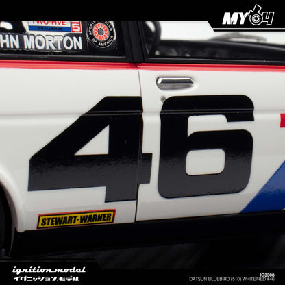 [Ignition Model] 1:18 Datsun Bluebird (510) - White/Red #46