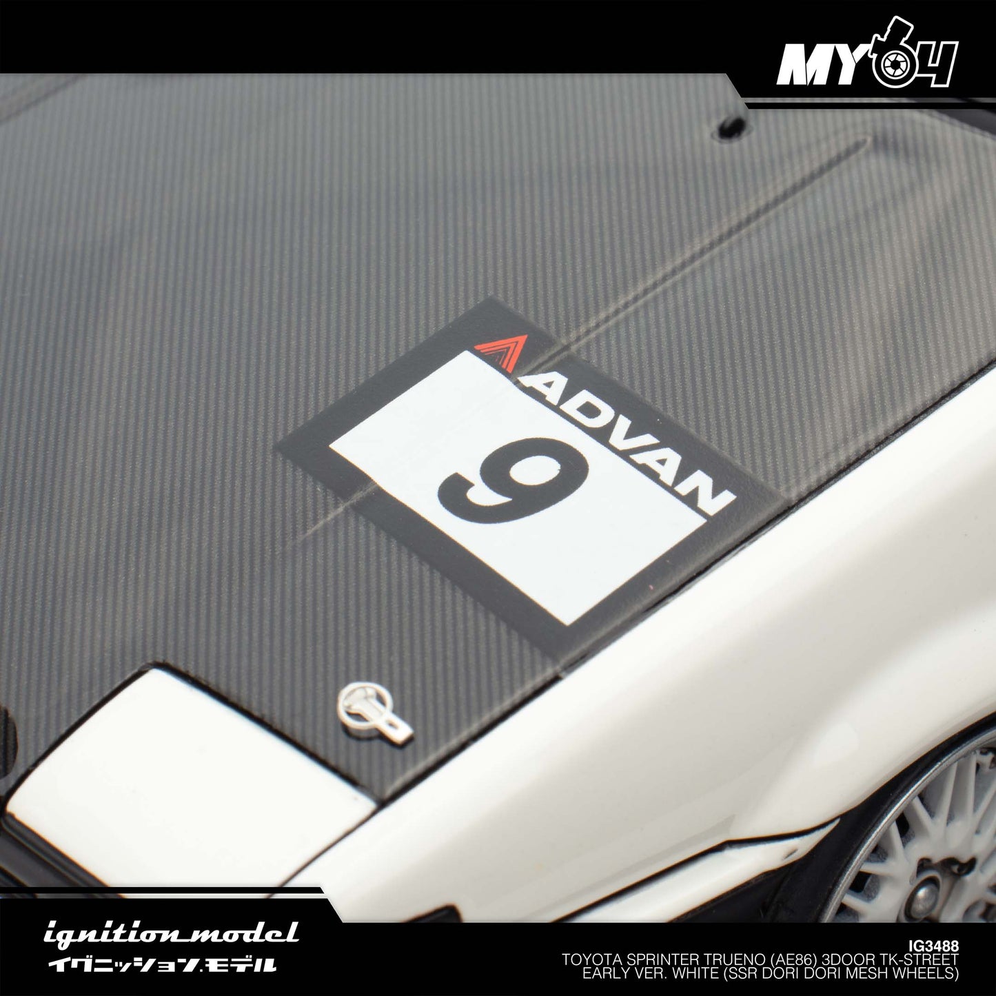 [Ignition Model] 1:18 Toyota Sprinter Trueno (AE86) 3Door TK-Street Early Ver. White (SSR Dori Dori mesh wheels)