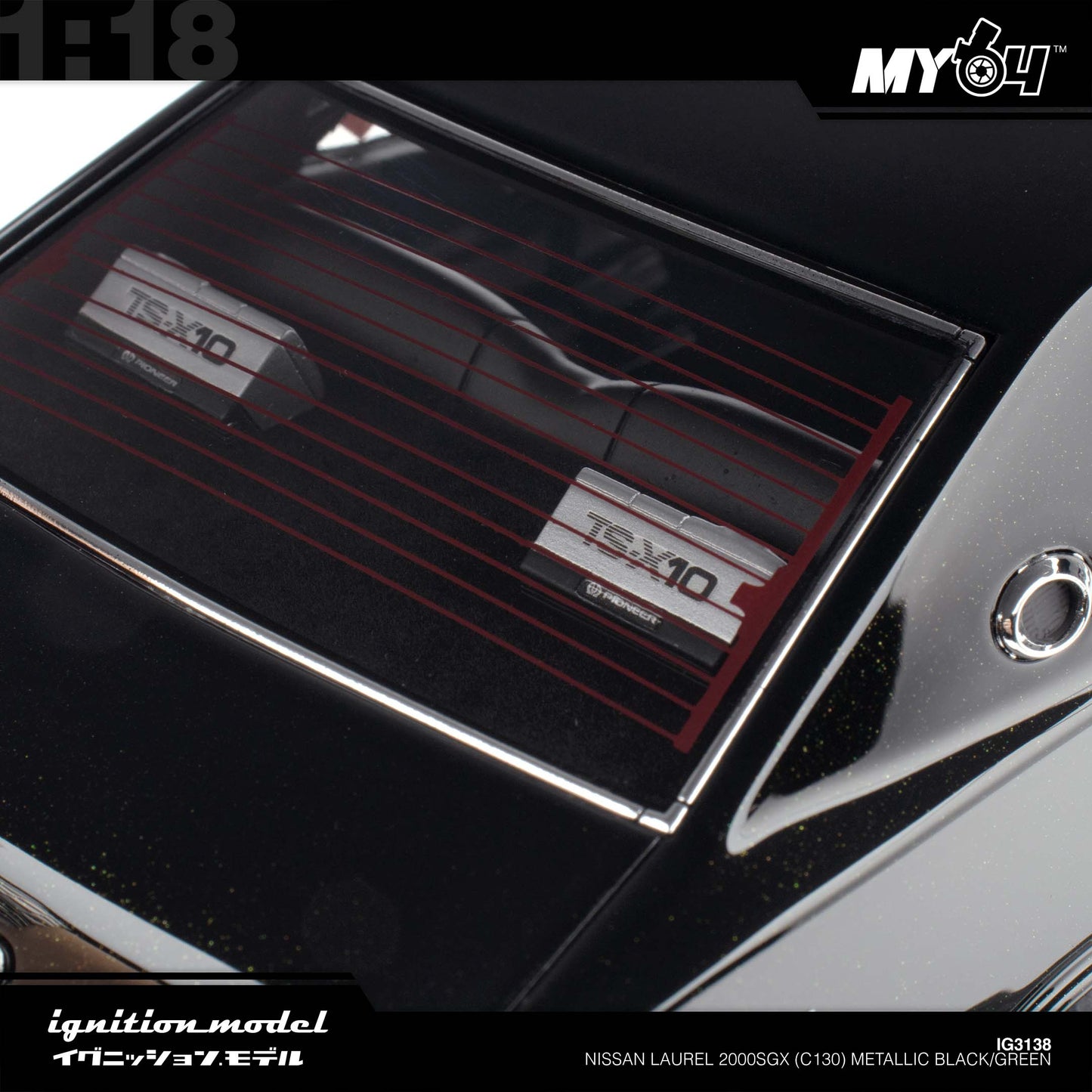 [Ignition Model] 1:18 Nissan Laurel 2000SGX (C130) - Metallic Black/Green