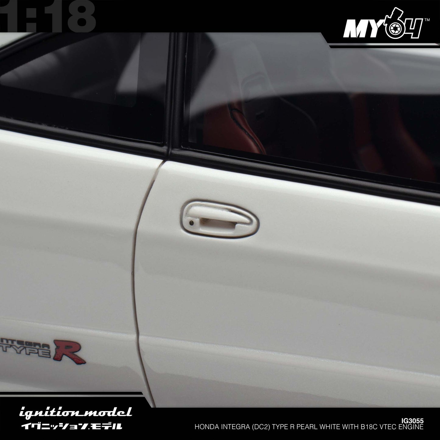 [Ignition Model] 1:18 Honda Integra (DC2) Type R - Pearl White With B18C VTEC Engine