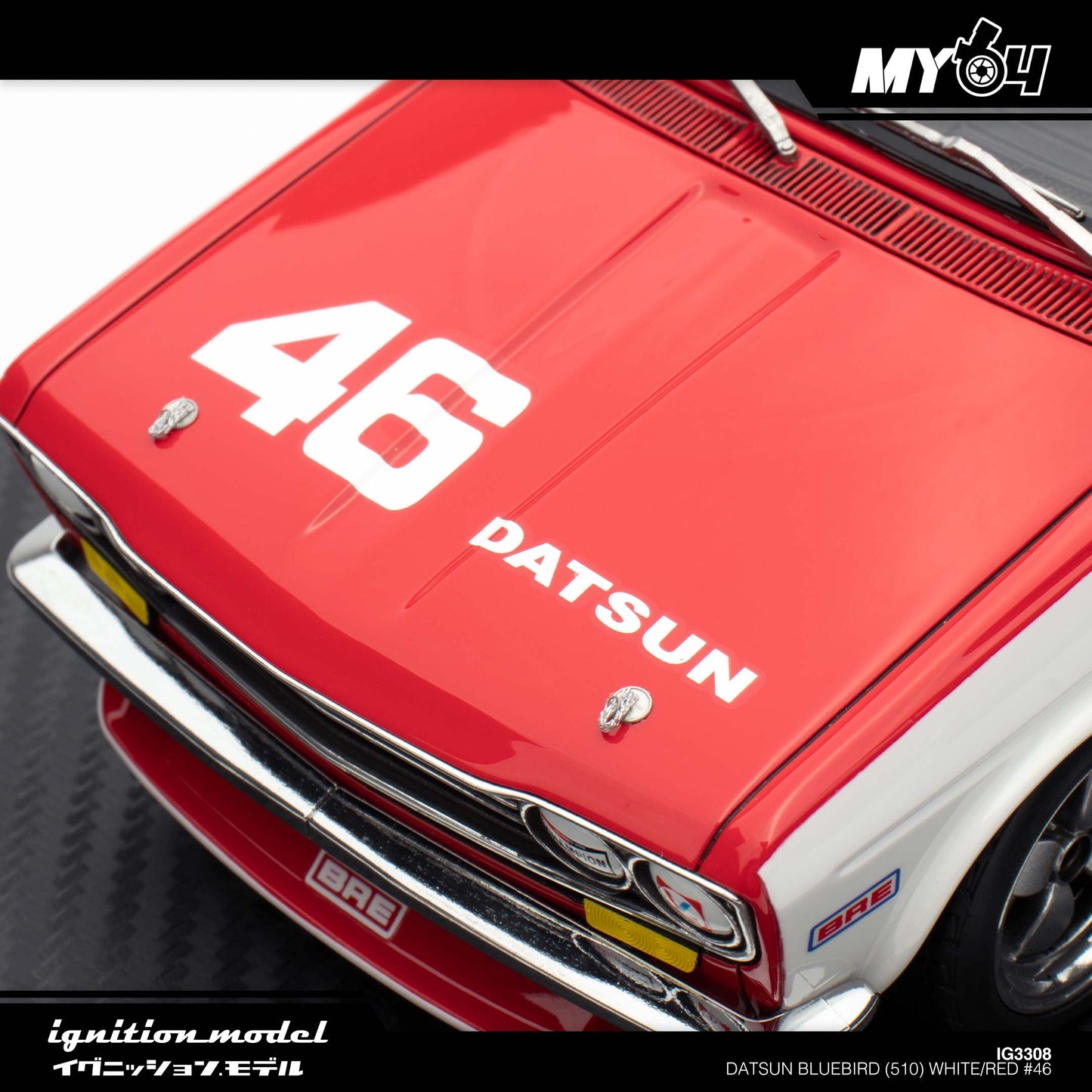 [Ignition Model] 1:18 Datsun Bluebird (510) - White/Red #46