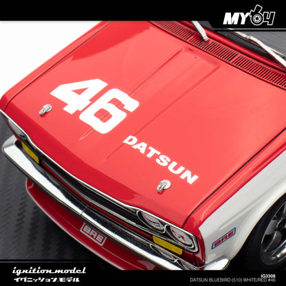 [Ignition Model] 1:18 Datsun Bluebird (510) - White/Red #46