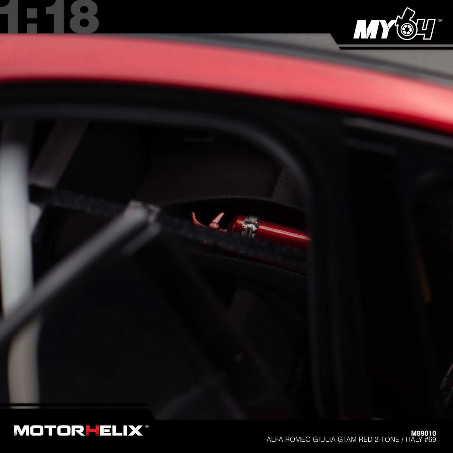 [Motorhelix] 1:18 Alfa Romeo Giulia GTAm - Red 2-Tone / Italy #69