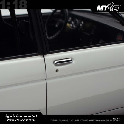 [Ignition Model] Datsun Bluebird (510) - White With Mr. Yokoyama Japanese Musician