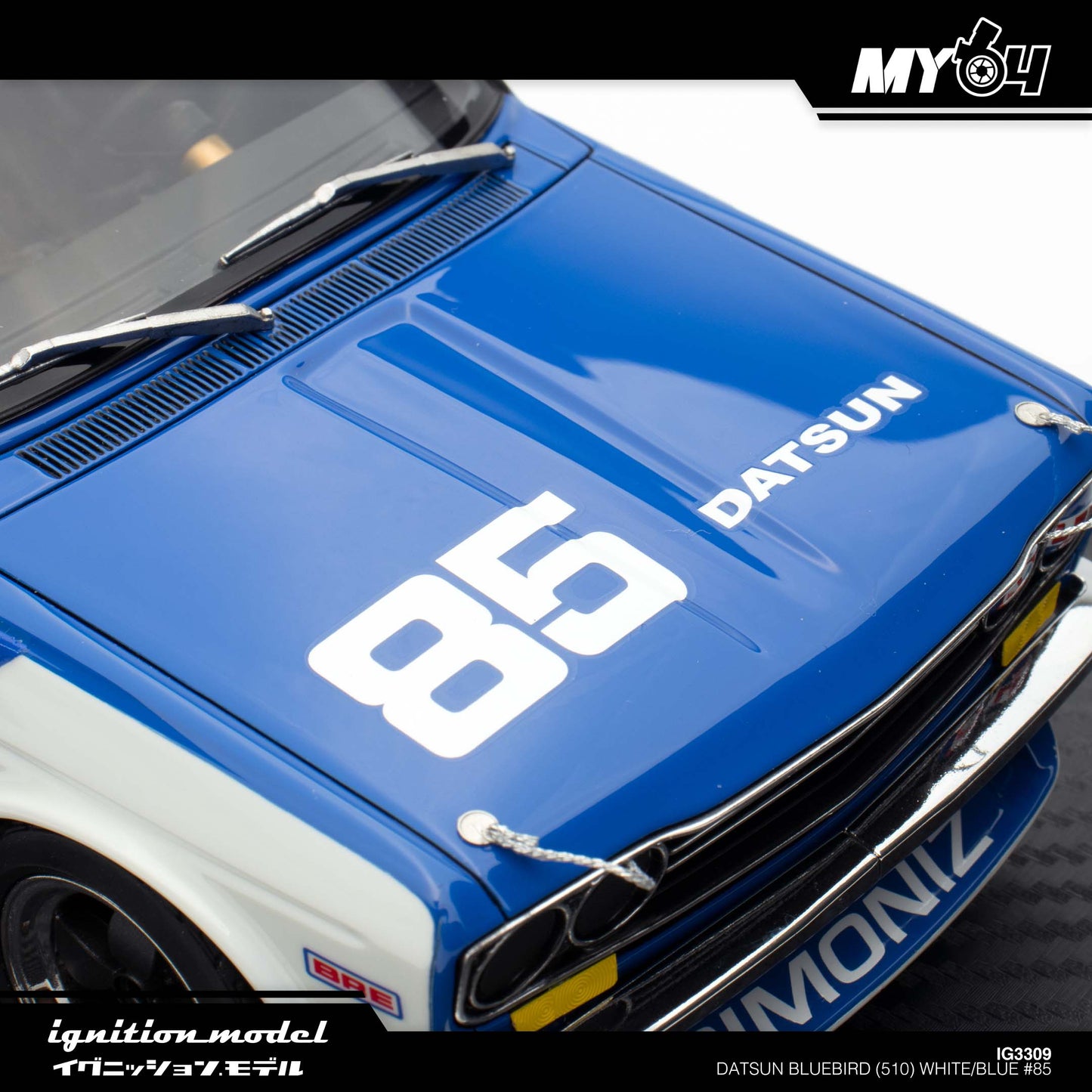 [Ignition Model] Datsun Bluebird (510) - White/Blue #85