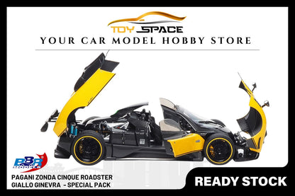 [BBR MODELS] 1:18 Pagani Zonda Cinque Roadster Diecast Geneva Yellow - Special Pack - Toy Space Diecast Online Store Singapore