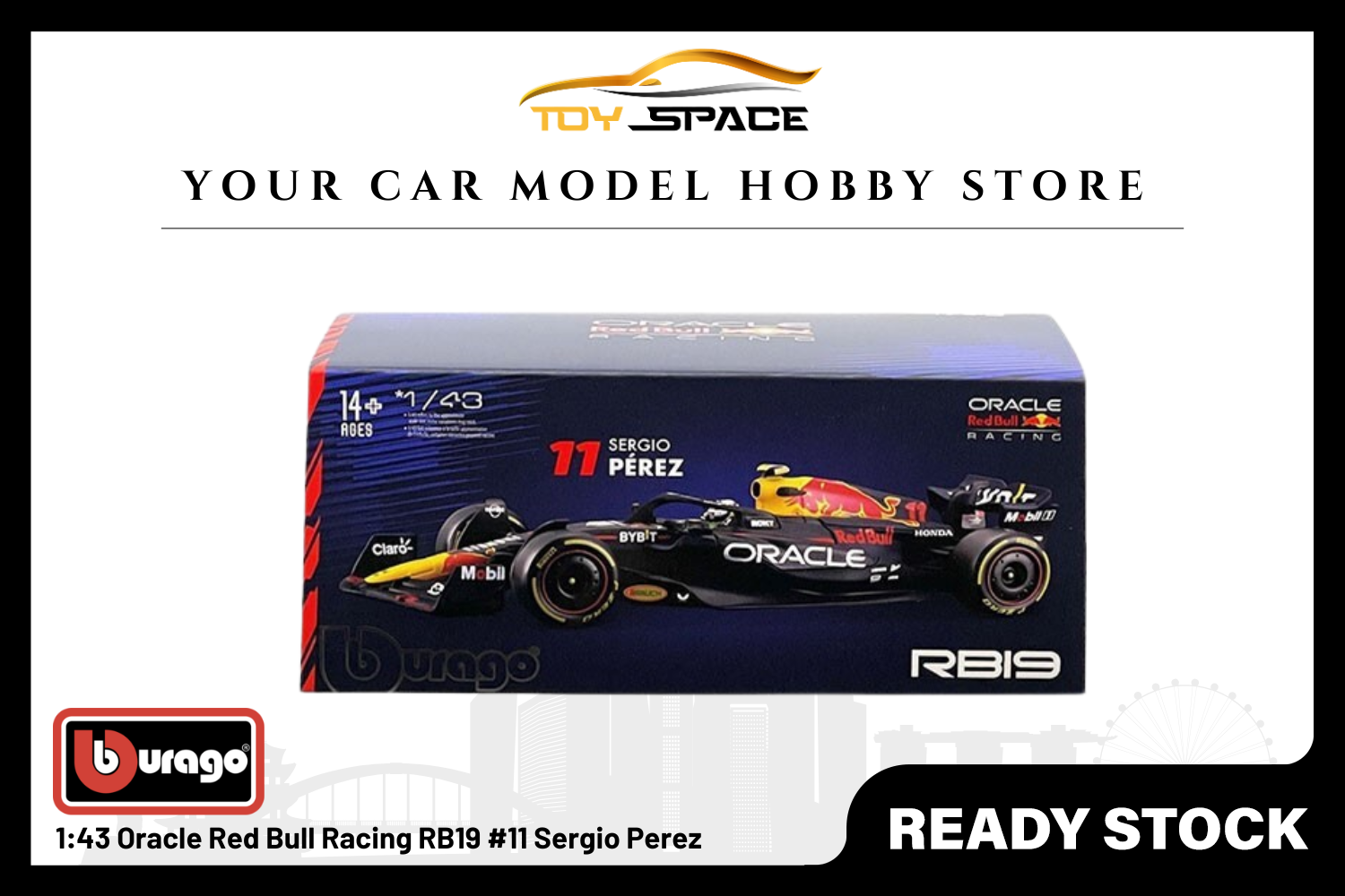[BBURAGO] 1:43 Oracle Red Bull Racing RB19 #11 Sergio Perez - Toy Space Diecast Online Store Singapore