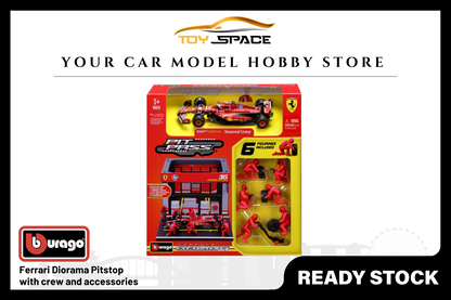 [BBURAGO] 1:43 Ferrari Diorama Pitstop Set - Toy Space Diecast Online Store Singapore