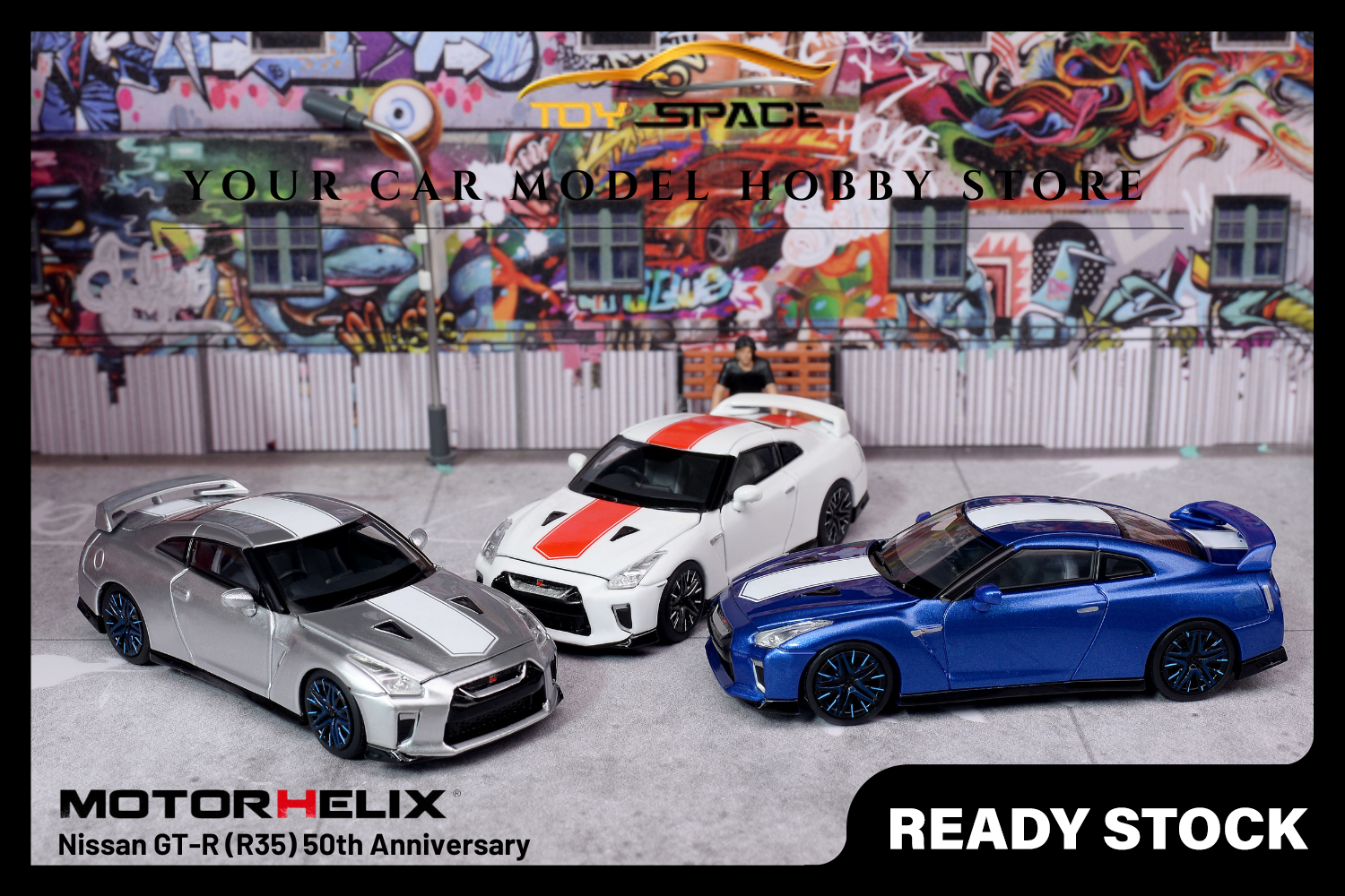 [MOTORHELIX] 1/64 Nissan GT-R (R35) 50th Anniversary [Limited 999 pcs] - Toy Space Diecast Online Store Singapore
