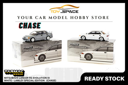[TARMAC WORKS] 1:64 Mitsubishi Lancer RS Evolution III White - GLOBAL64 - Toy Space Diecast Online Store Singapore