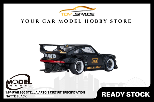 [MODEL MODEL] 1:64 RWB 930 Stella Artois Circuit Specification Matte Black - Toy Space Diecast Online Store Singapore