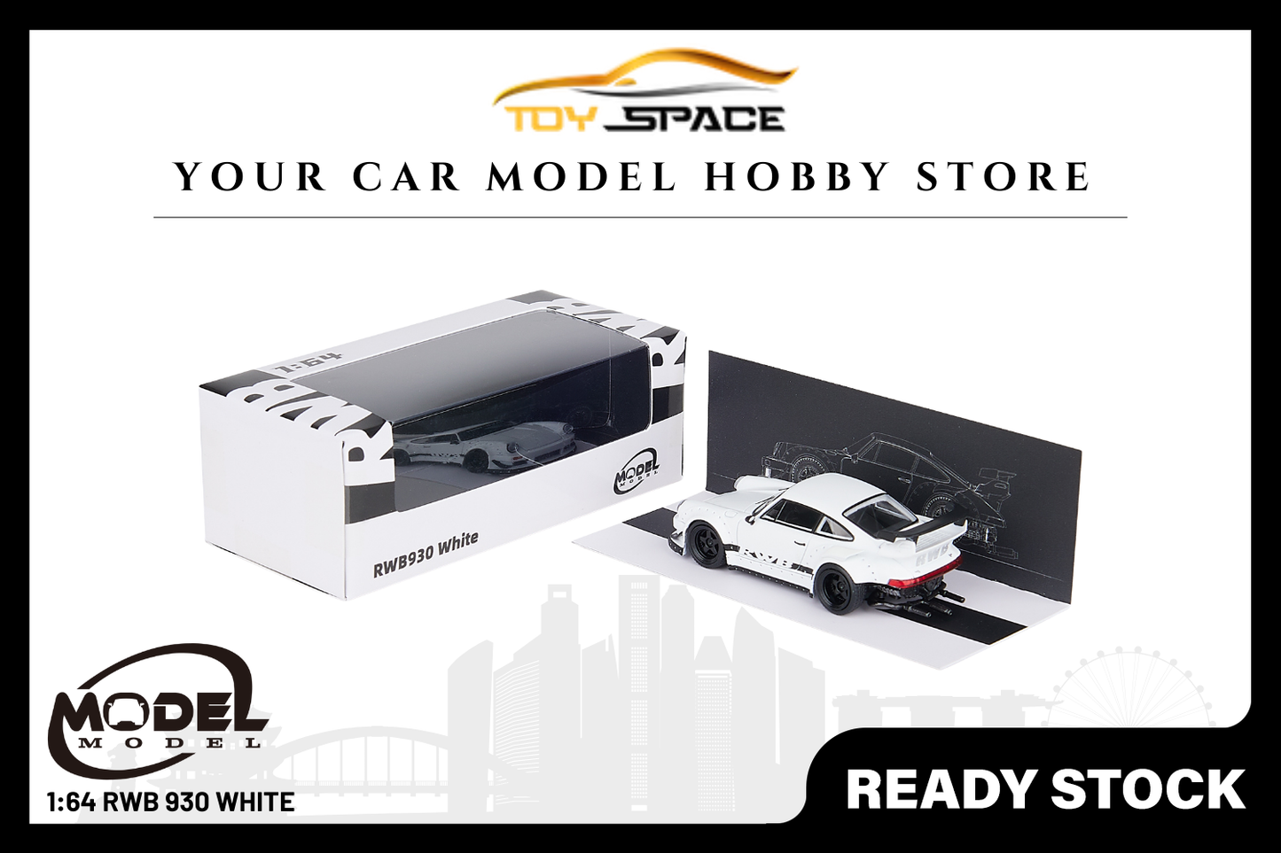 [MODEL MODEL] 1:64 RWB 930 White - Toy Space Diecast Online Store Singapore