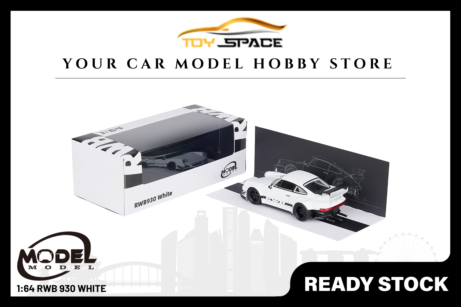 [MODEL MODEL] 1:64 RWB 930 White - Toy Space Diecast Online Store Singapore