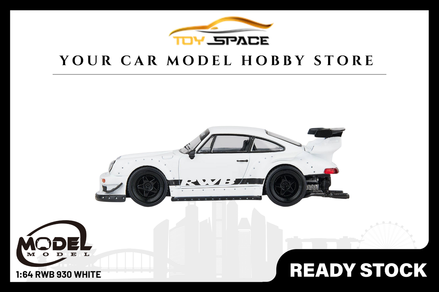 [MODEL MODEL] 1:64 RWB 930 White - Toy Space Diecast Online Store Singapore