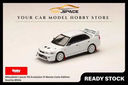 [HOBBY JAPAN] 1:64 Mitsubishi Lancer RS Evolution VI Monte Carlo Edition Scortia White - Toy Space Diecast Online Store Singapore