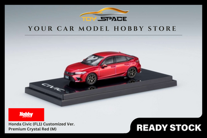 [HOBBY JAPAN] 1:64 Honda Civic (FL1) Customized Ver. Premium Crystal Red (M) - Toy Space Diecast Online Store Singapore