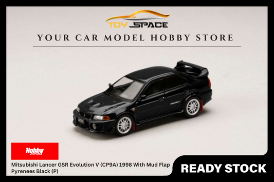 [HOBBY JAPAN] 1:64 Mitsubishi Lancer GSR Evolution V (CP9A) 1998 With Mud Flap Pyrenees Black (P) - Toy Space Diecast Online Store Singapore