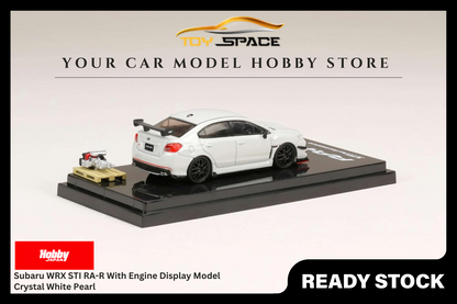 [HOBBY JAPAN] 1:64 Subaru WRX STI RA-R With Engine Display Model Crystal White Pearl - Toy Space Diecast Online Store Singapore