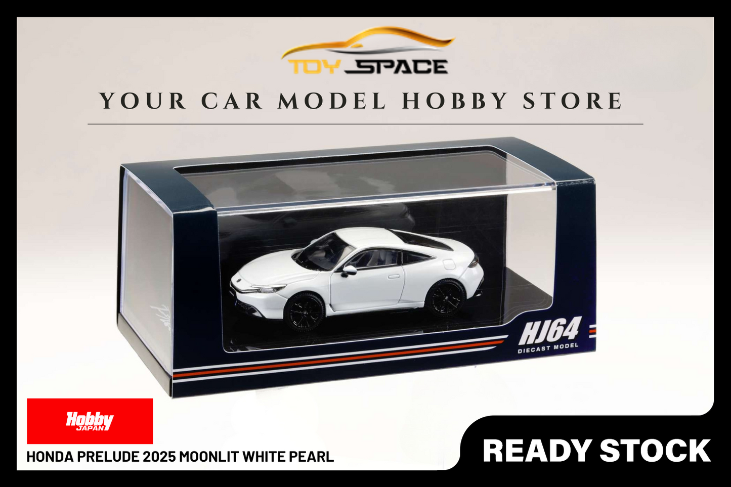 [HOBBY JAPAN] 1:64 Honda Prelude 2025 Moonlit White Pearl - Toy Space Diecast Online Store Singapore