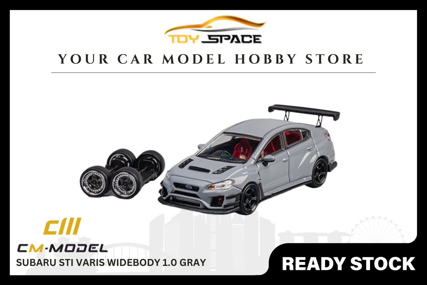 [CM MODEL] 1:64 Subaru STI Varis Widebody 1.0 Gray - Toy Space Diecast Online Store Singapore