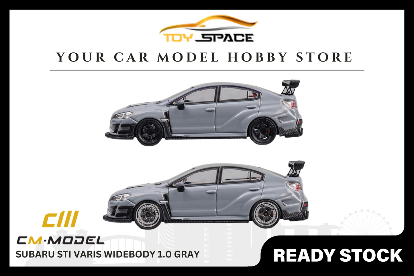 [CM MODEL] 1:64 Subaru STI Varis Widebody 1.0 Gray - Toy Space Diecast Online Store Singapore